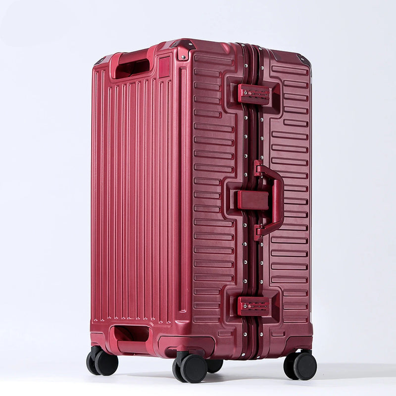 Wide-Handle PC Aluminium Frame Suitcase with Spinner Wheels