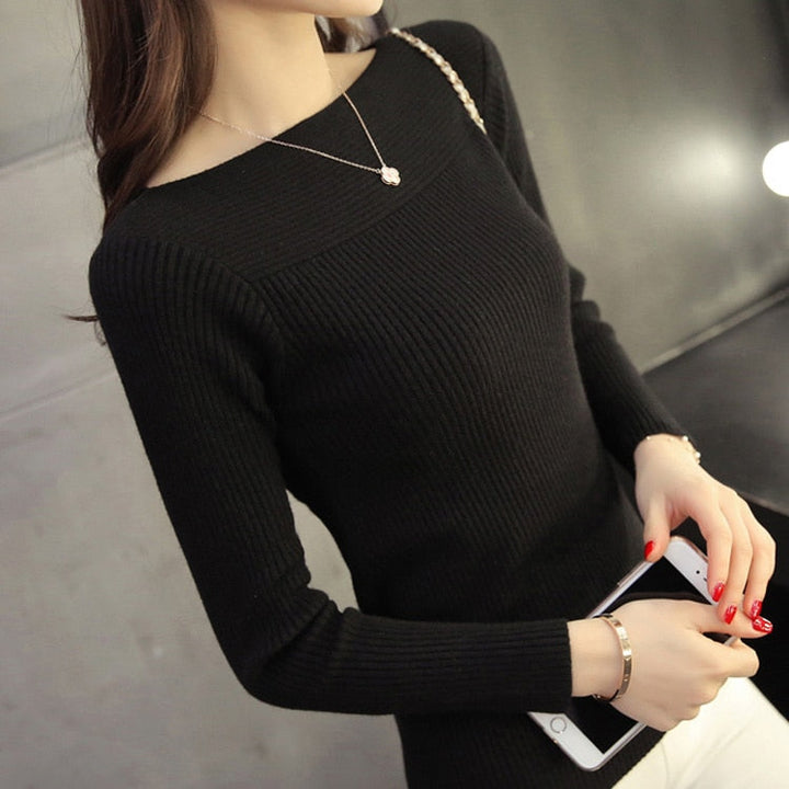 Ladies' knitted jumper with boat neckline – Maris