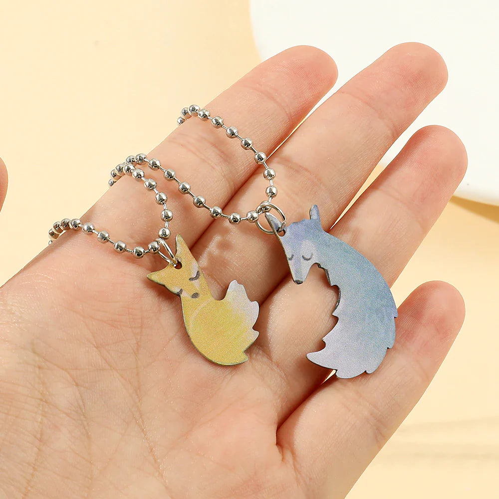 Charming Fox and Wolf Couple Necklace