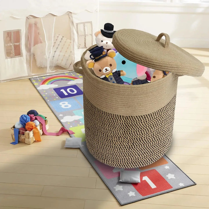 Woven Cotton Laundry & Storage Basket with Lid 60L – Amara