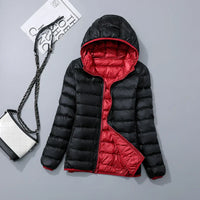 Reversible down jacket with hood – Soraya