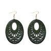 Vintage Green Carved Wooden Earrings | Unique Handmade Jewellery