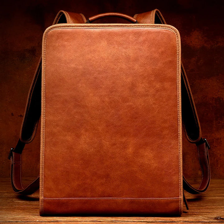 First-Layer Leather Laptop Backpack 16 Inch