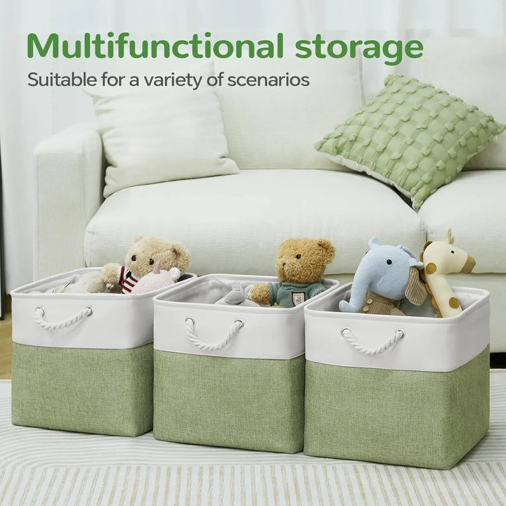 Set of 6 Foldable Fabric Cube Storage Boxes with Rope Handles – Nadir