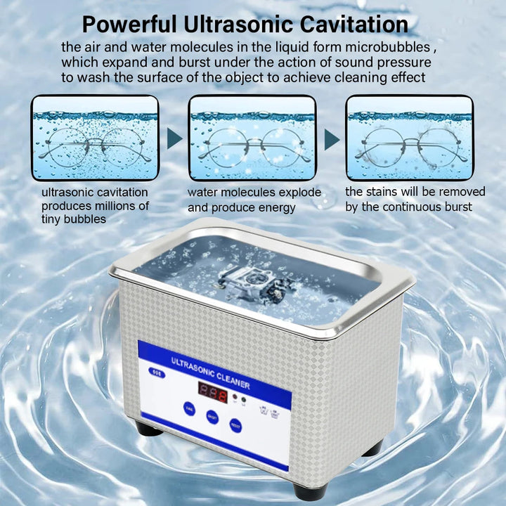 Ultrasonic Glasses Cleaner 40kHz Stainless Steel Jewellery Cleaning Machine – ClearWave