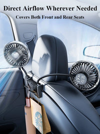 Dual-Head Rear Seat Fan – Eary – (USB-C Rechargeable)