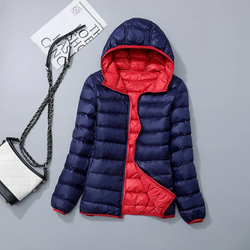 Reversible down jacket with hood – Soraya