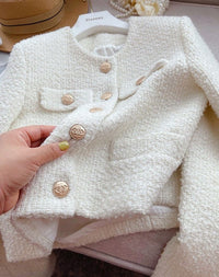 Ladies' tweed jacket with round neck – Celeste