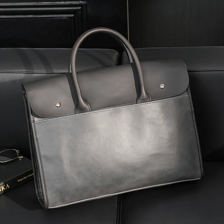 Men’s Retro PU Leather Briefcase with Shoulder Strap