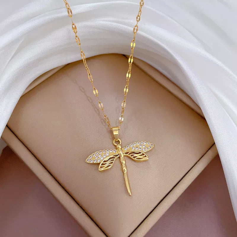 Golden Dragonfly Necklace | Delicate Jewellery for Women