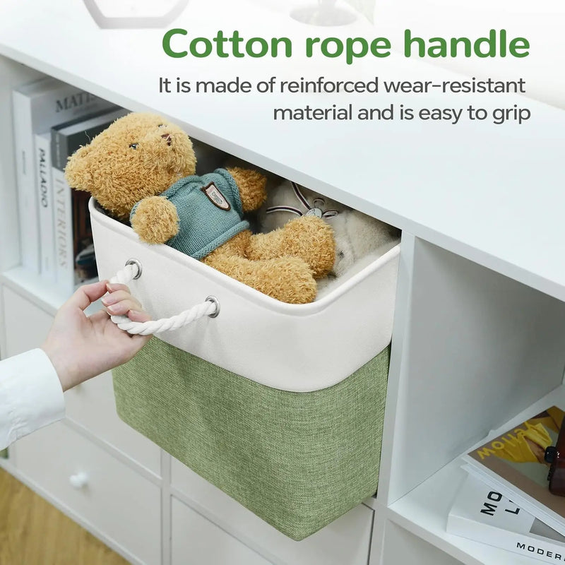 Set of 6 Foldable Fabric Cube Storage Boxes with Rope Handles – Nadir