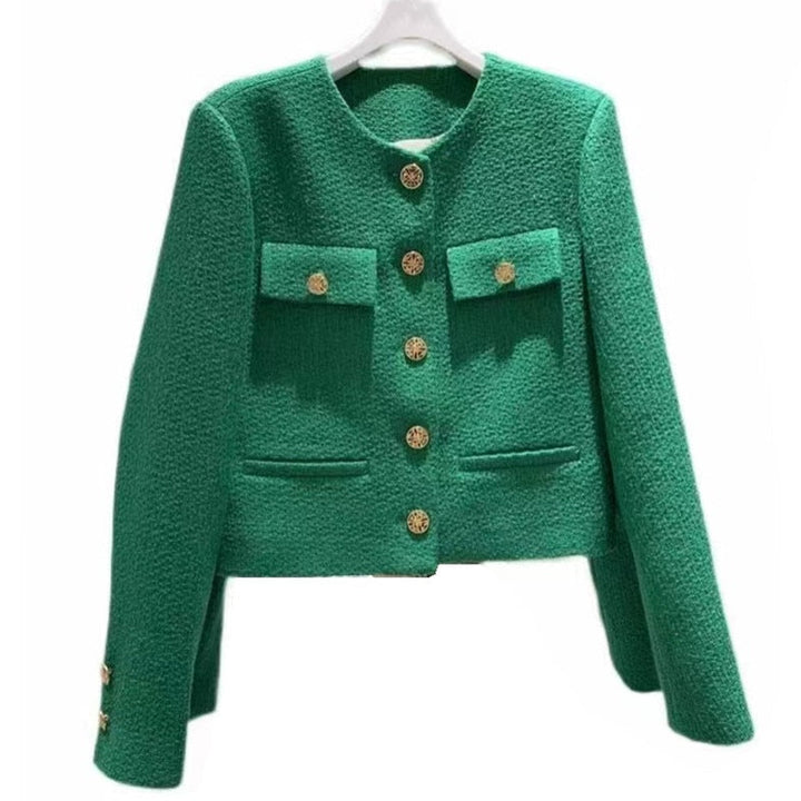 Ladies' tweed jacket with round neck – Celeste