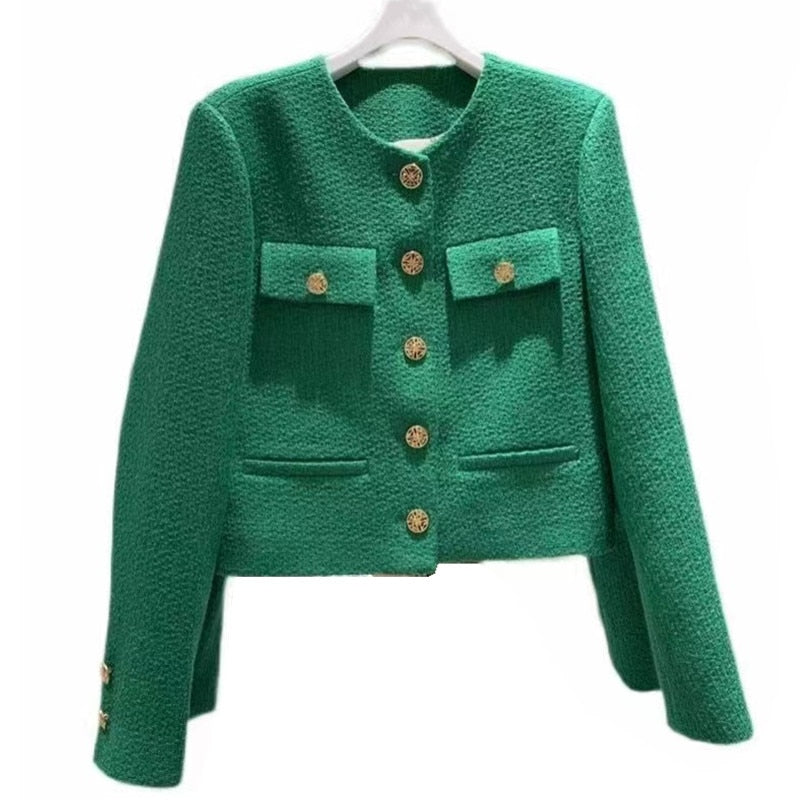 Ladies' tweed jacket with round neck – Celeste