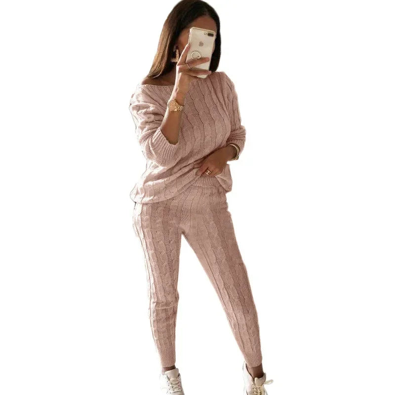 Ladies' Knitted Tracksuit Two-Piece Set for Autumn & Winter – Isaline