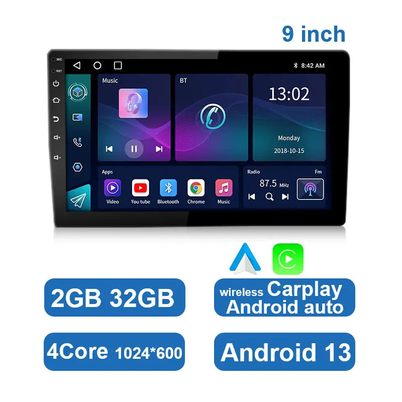 Universal Android Car Stereo with Touchscreen, GPS and Wireless CarPlay