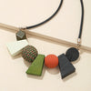 Ethnic Geometric Wooden Bead Necklace