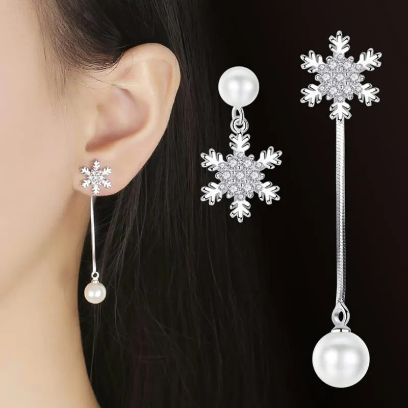 Snowflake Drop Earrings - Elegant Winter Jewellery