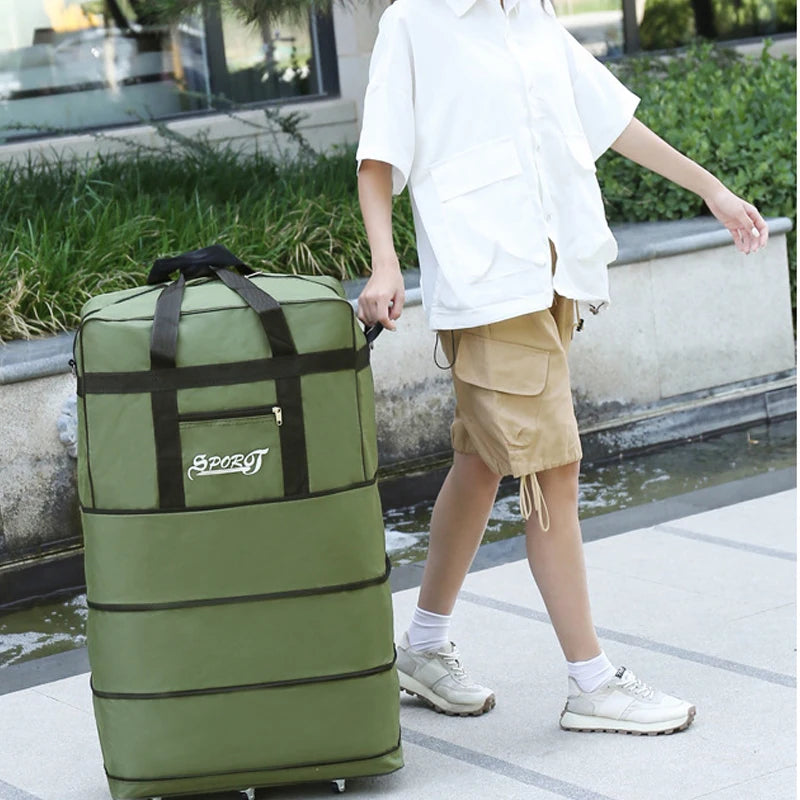 Expandable Travel Backpack with Wheels – Foldable Multi-Layer Design