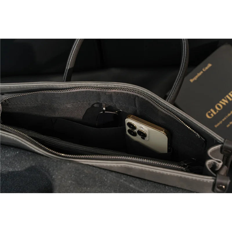 Men’s Retro PU Leather Briefcase with Shoulder Strap