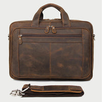 Large Genuine Crazy Horse Leather Laptop Briefcase 17 Inch