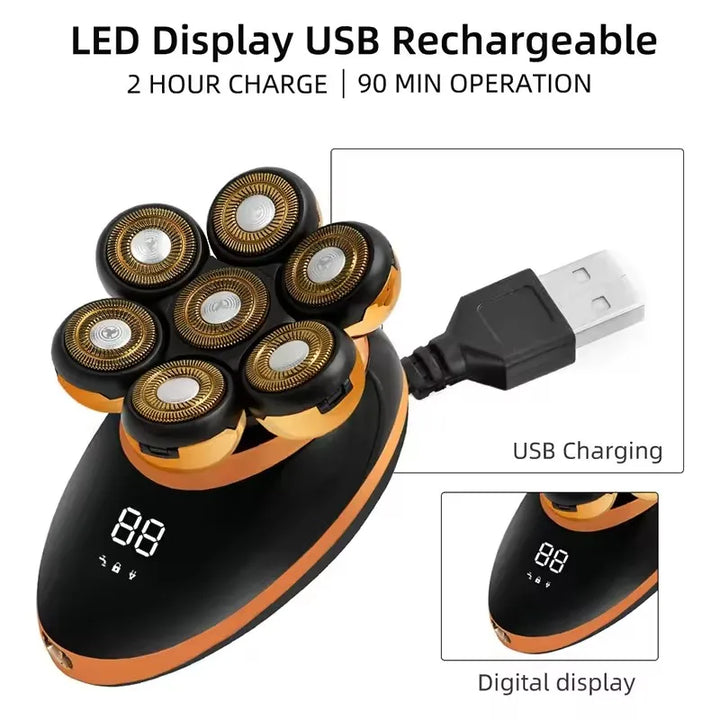 7D Floating Electric Shaver with 5-in-1 Grooming Kit & Waterproof Design – FlexEdge