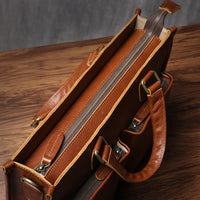 Genuine Leather Executive Laptop Briefcase with Shoulder Strap