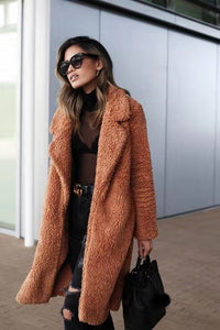 Trendy Warm Long Teddy Coat for Women - Isla