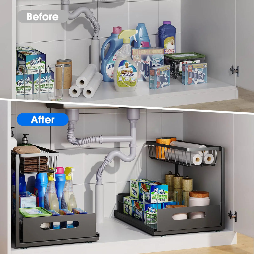 2-Tier Under Sink Sliding Cabinet Organiser – Arlo