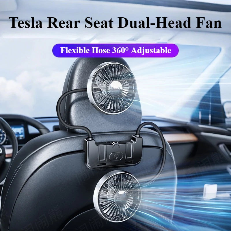 Dual-Head Rear Seat Fan – Eary – (USB-C Rechargeable)
