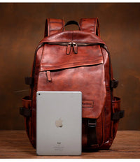 Handmade Vegetable-Tanned Leather Laptop Backpack