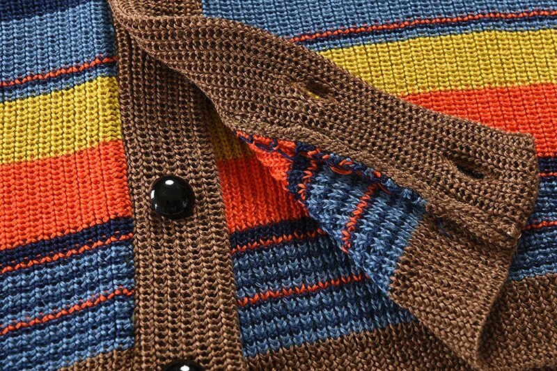 Men's knit cardigan with colour block and geometric pattern – Leandro