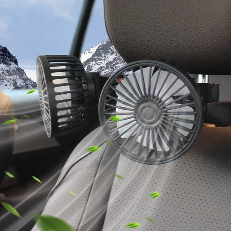 Portable USB Dual-Head Car Fan 360° Rotatable with 3 Speeds – CoolBreeze