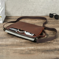 Men’s Genuine Leather Laptop Briefcase with Crossbody Strap
