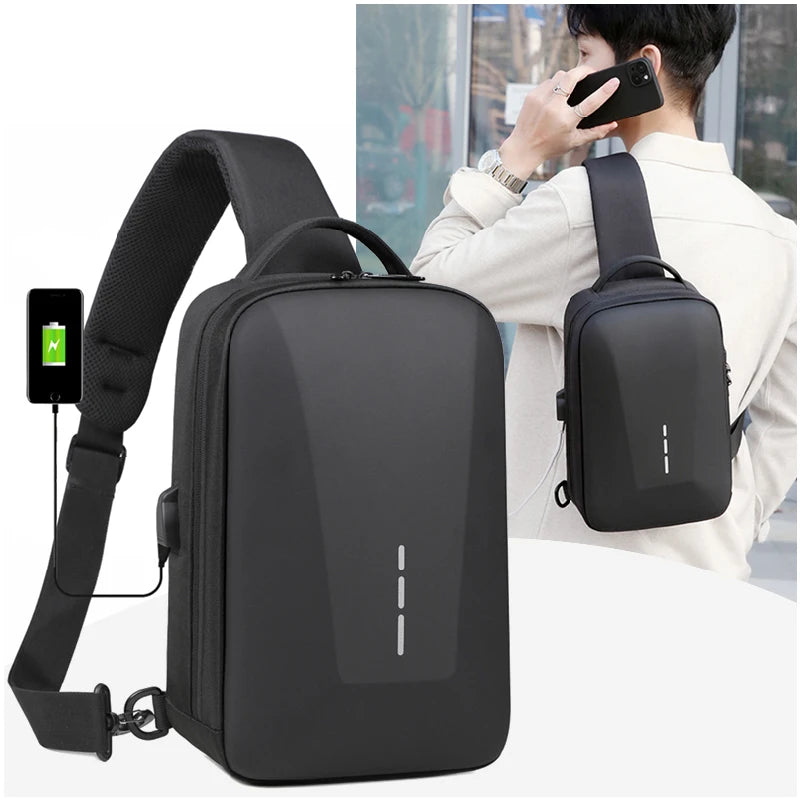 Secure Crossbody Travel Bag with Lock & USB Charging – Men's Shoulder Pack