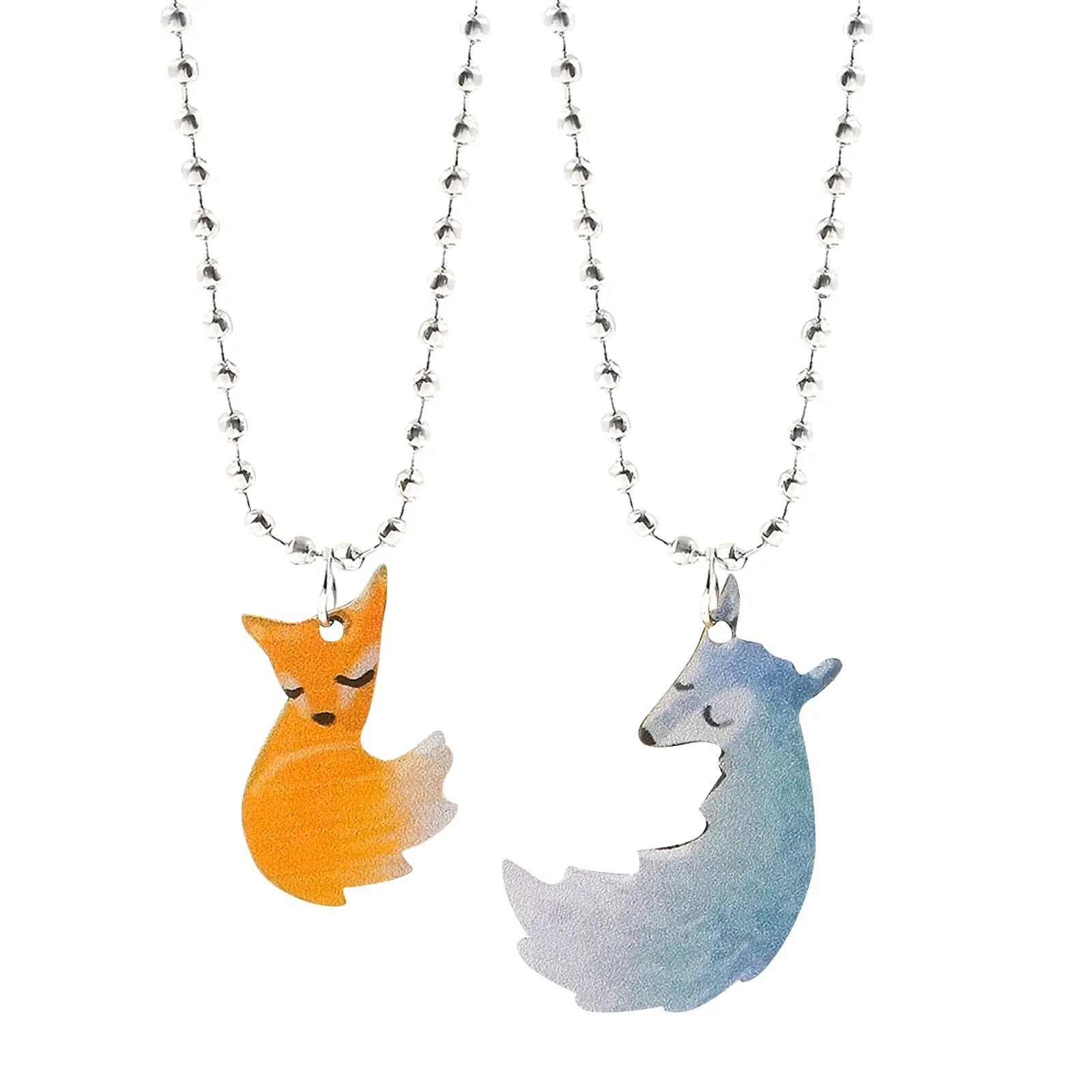 Charming Fox and Wolf Couple Necklace