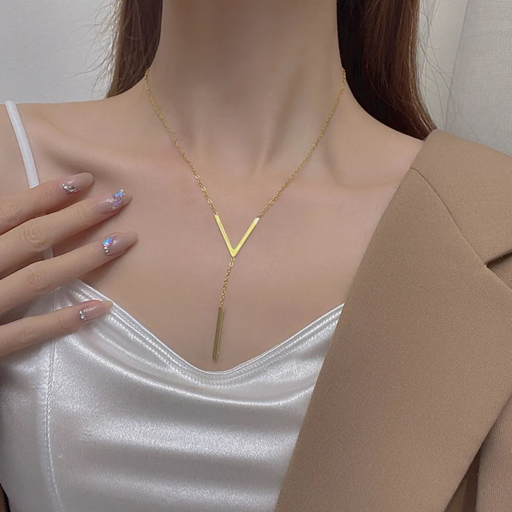 Elegant V-Shaped Gold Necklace | Timeless Style