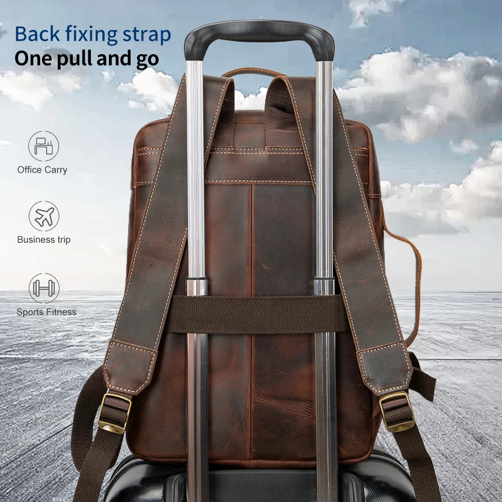 Leather Anti-Theft Laptop & Business Backpack for Men