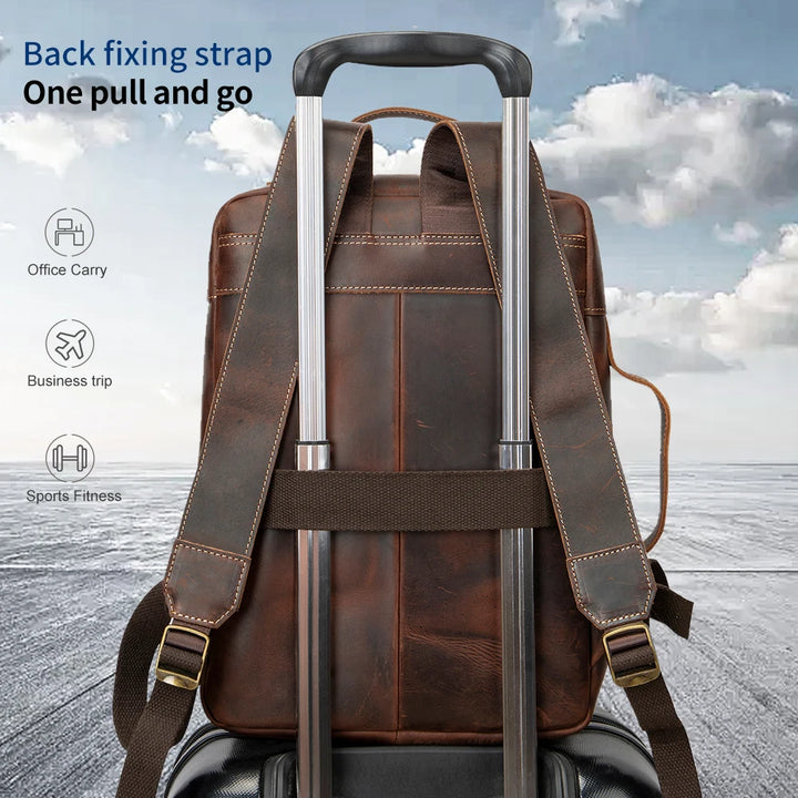 Leather Anti-Theft Laptop & Business Backpack for Men