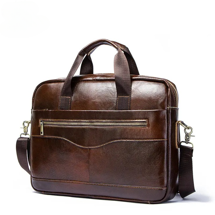 Genuine Leather Business Laptop Shoulder Bag