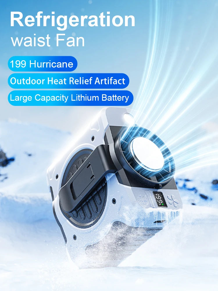 8000mAh Waist Clip Fan with Refrigeration & 199 Speed Settings – ChillMate