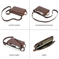 Men’s Genuine Leather Laptop Briefcase with Crossbody Strap