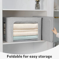 Stackable Linen Fabric Storage Boxes with Clear Window – Elara