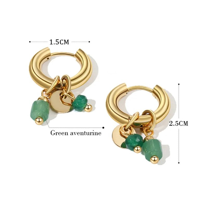 Natural Stone Gold Hoops | Elegant Women's Jewellery