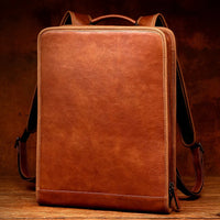 First-Layer Leather Laptop Backpack 16 Inch