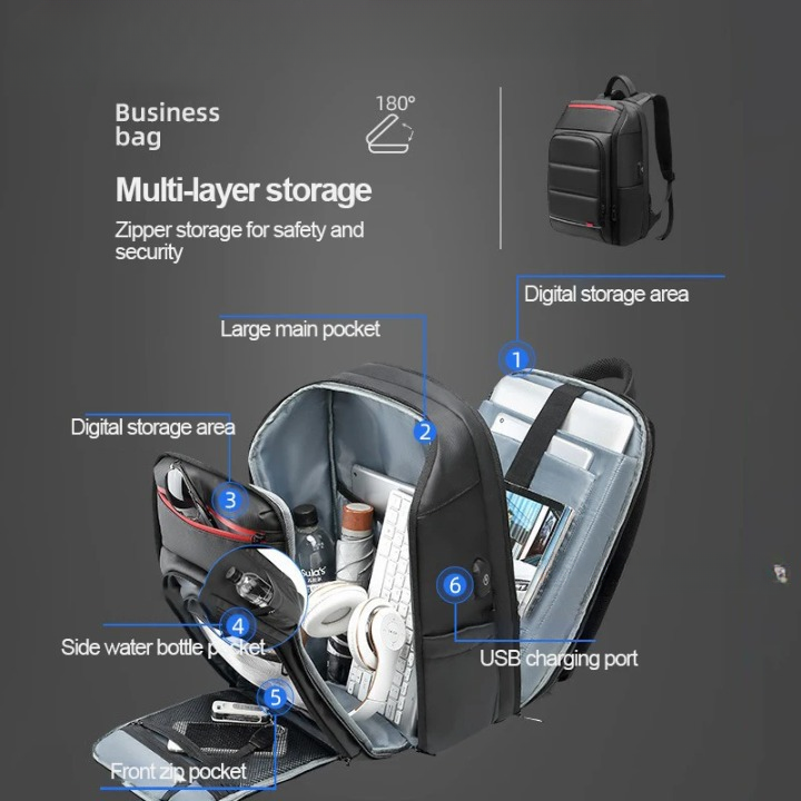 Waterproof Anti-Theft Laptop Backpack with USB Charging – Large Business Pack