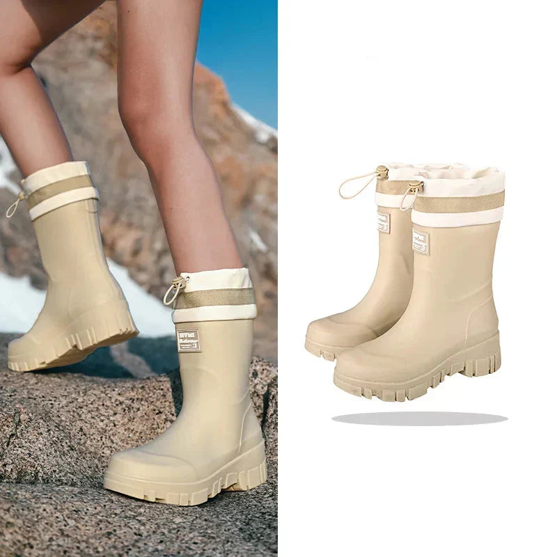 Ladies' waterproof retro look rain boots with anti-slip sole – Arlena
