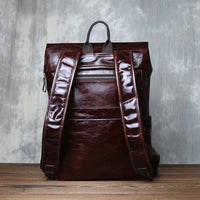 Vegetable-Tanned Cowhide Leather Laptop Backpack