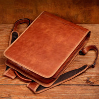 First-Layer Leather Laptop Backpack 16 Inch