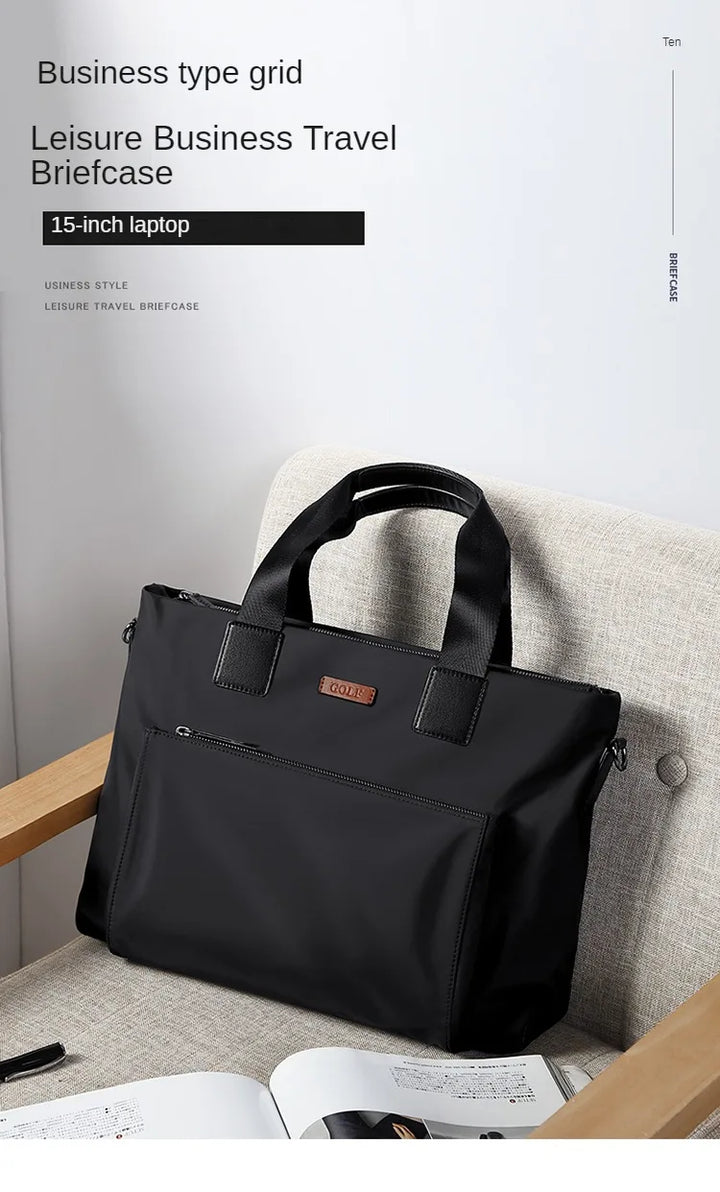 Men’s Canvas Business Laptop Briefcase with Large Capacity