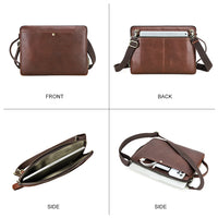 Men’s Genuine Leather Laptop Briefcase with Crossbody Strap